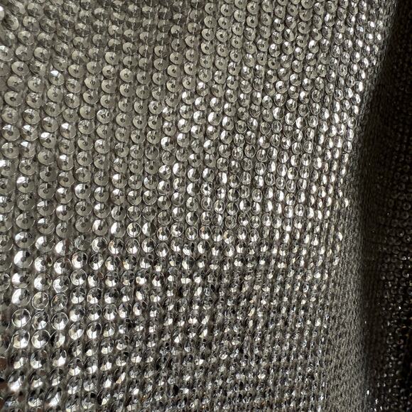 CHICO'S Gray Sequined Shae Open Front Cardigan Wool Mohair Blend Size 2 / Large - Picture 5 of 8